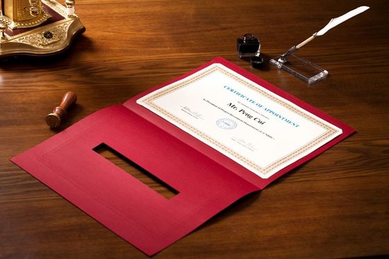 Cubiertas del certificado del premio del OEM/del ODM, tenedor rojo chino del certificado del papel de pergamino