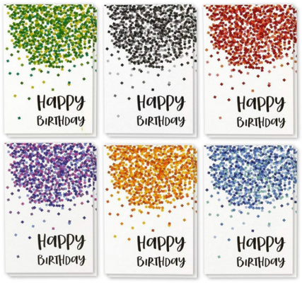 Tarjetas de felicitación de papel del día de fiesta, tarjetas de felicitación del cumpleaños del diseño del confeti